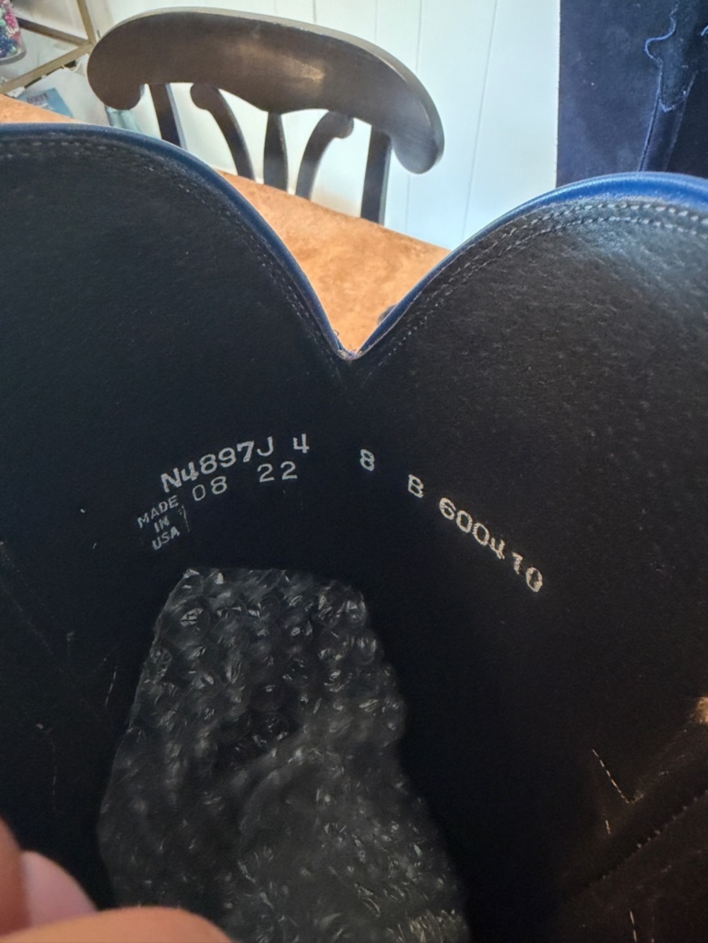 Lucchese Edie Navy Suede cowboy boots - Picture 6 of 7